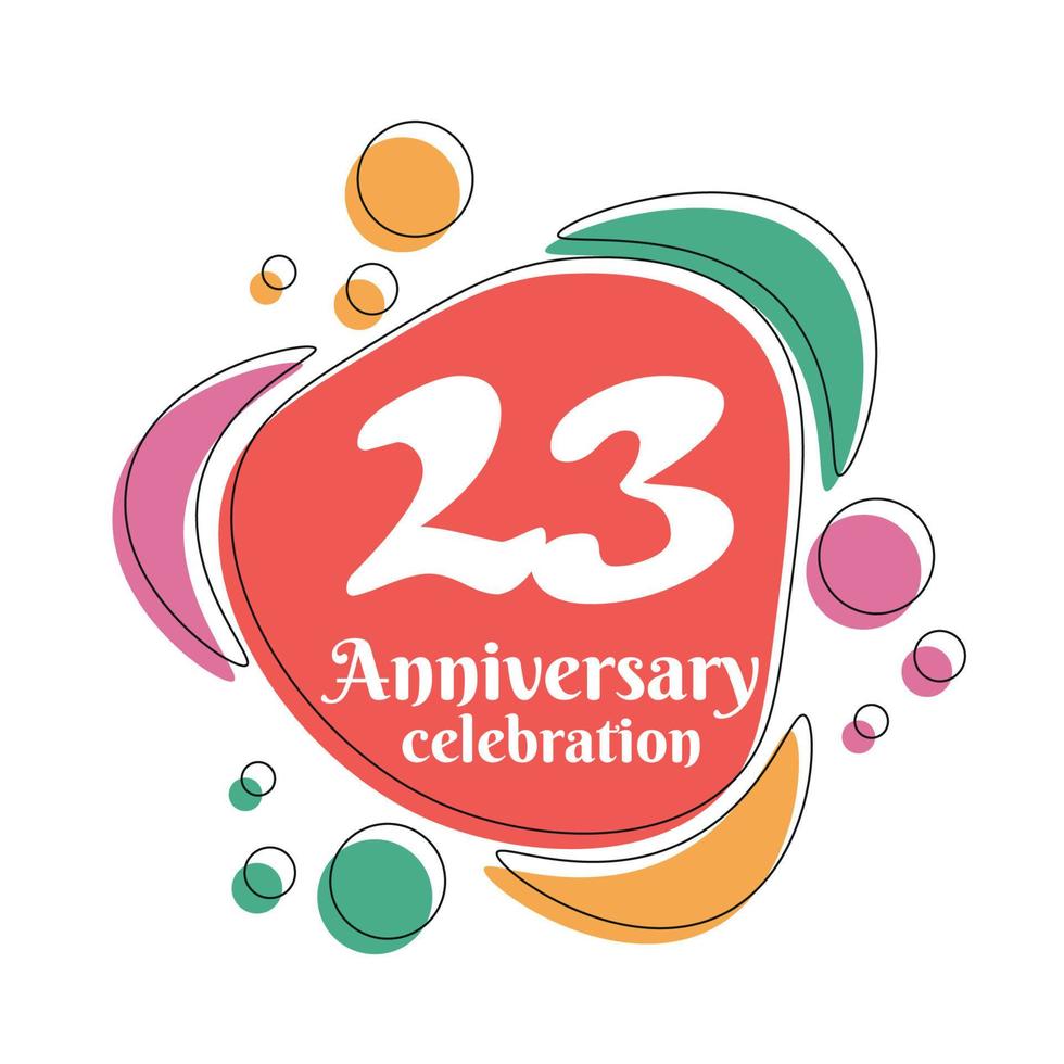 23 aniversario celebracion logo vistoso diseño con burbujas en blanco antecedentes resumen vector ilustración