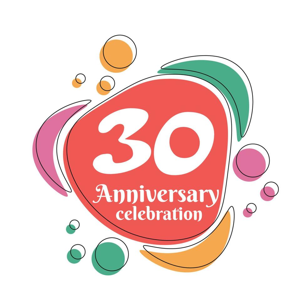 30th anniversary celebration logo colorful design with bubbles on white background abstract vector illustration