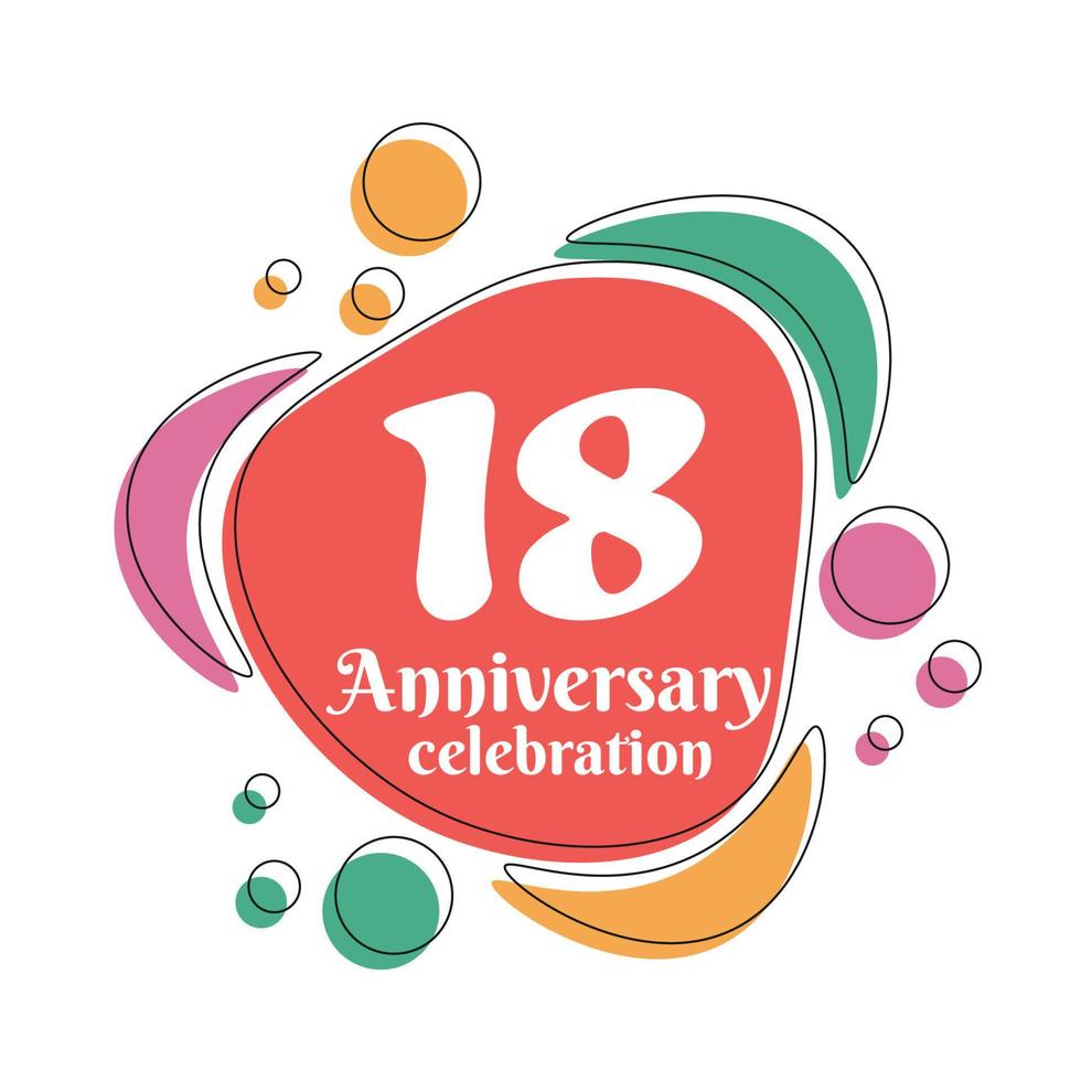 18th anniversary celebration logo colorful design with bubbles on white background abstract vector illustration