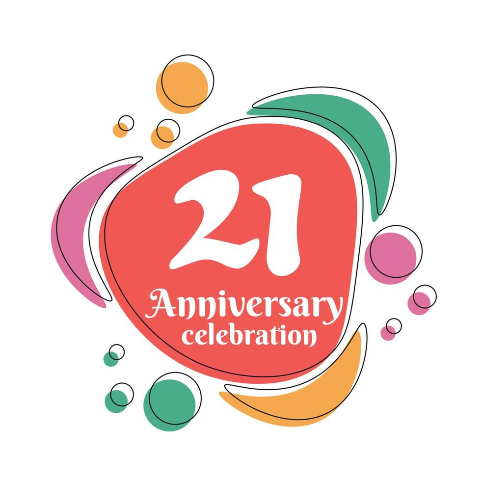 21st anniversary celebration logo colorful design with bubbles on white background abstract vector illustration