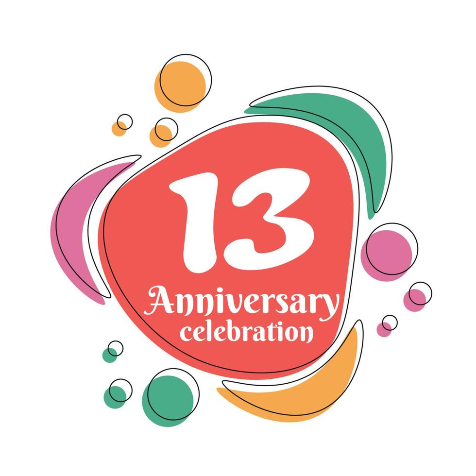 13th anniversary celebration logo colorful design with bubbles on white background abstract vector illustration