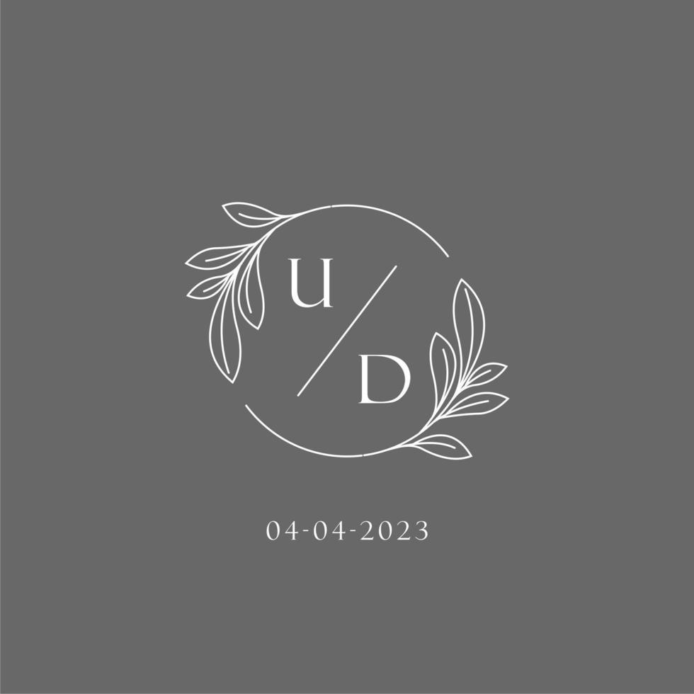 Letter UD wedding monogram logo design creative floral style initial name template vector