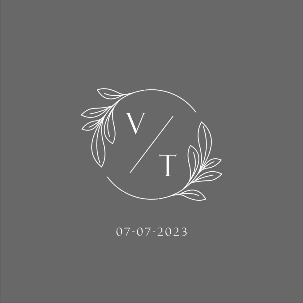 Letter VT wedding monogram logo design creative floral style initial name template vector