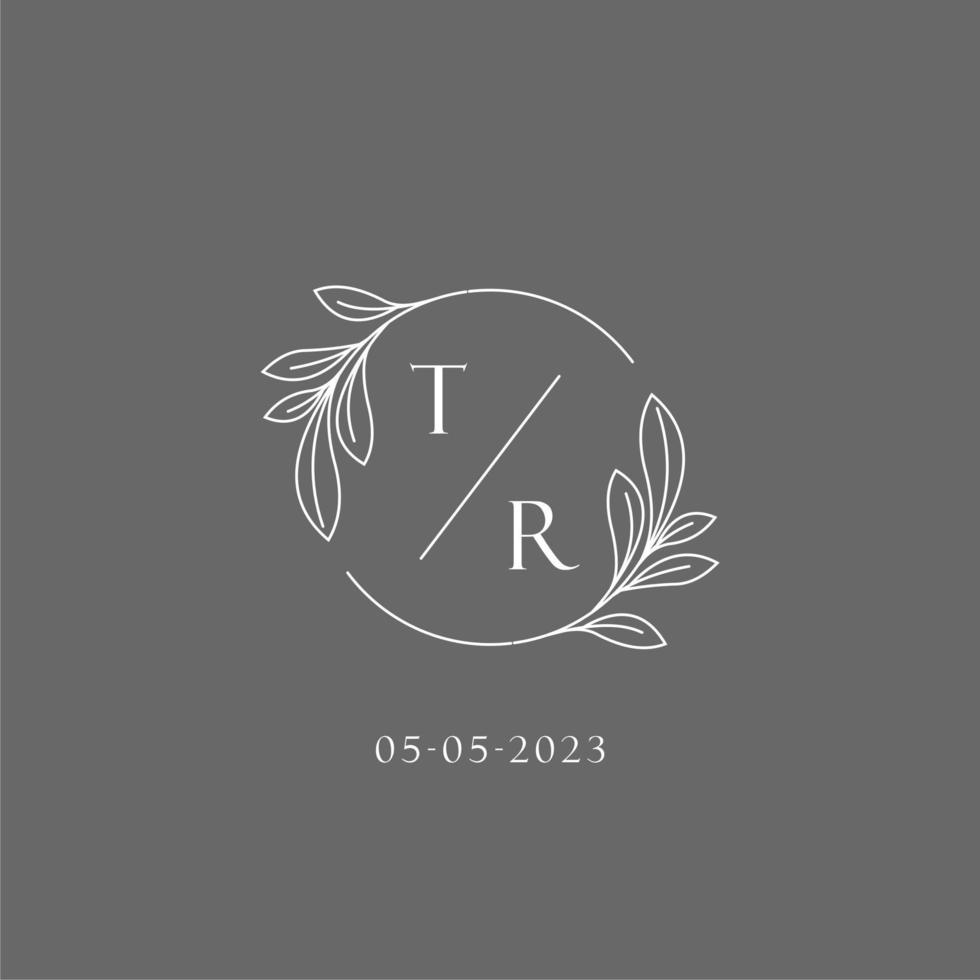 Letter TR wedding monogram logo design creative floral style initial name template vector