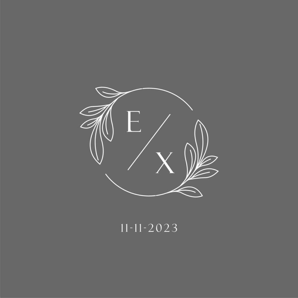 Letter EX wedding monogram logo design creative floral style initial name template vector