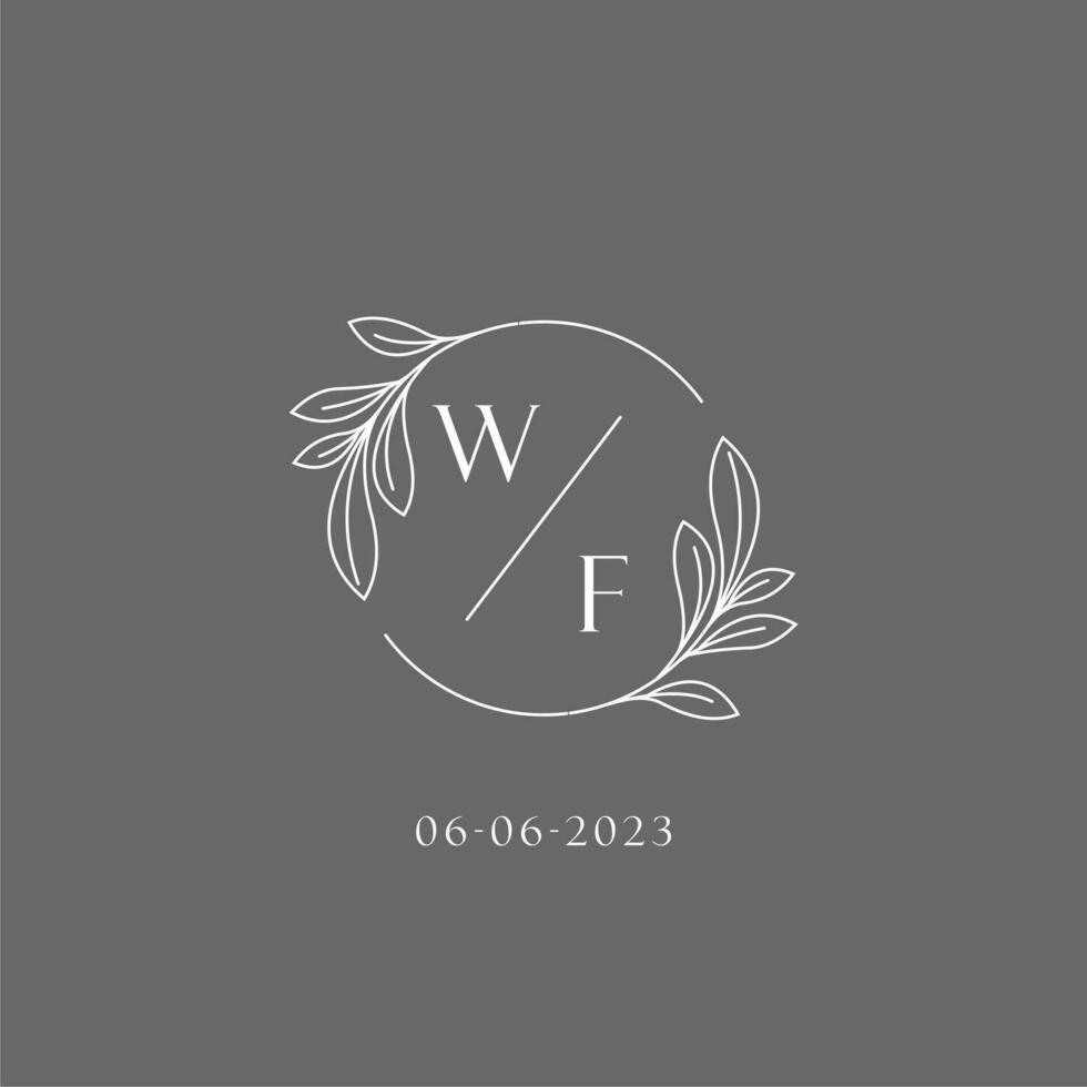 Letter WF wedding monogram logo design creative floral style initial name template vector