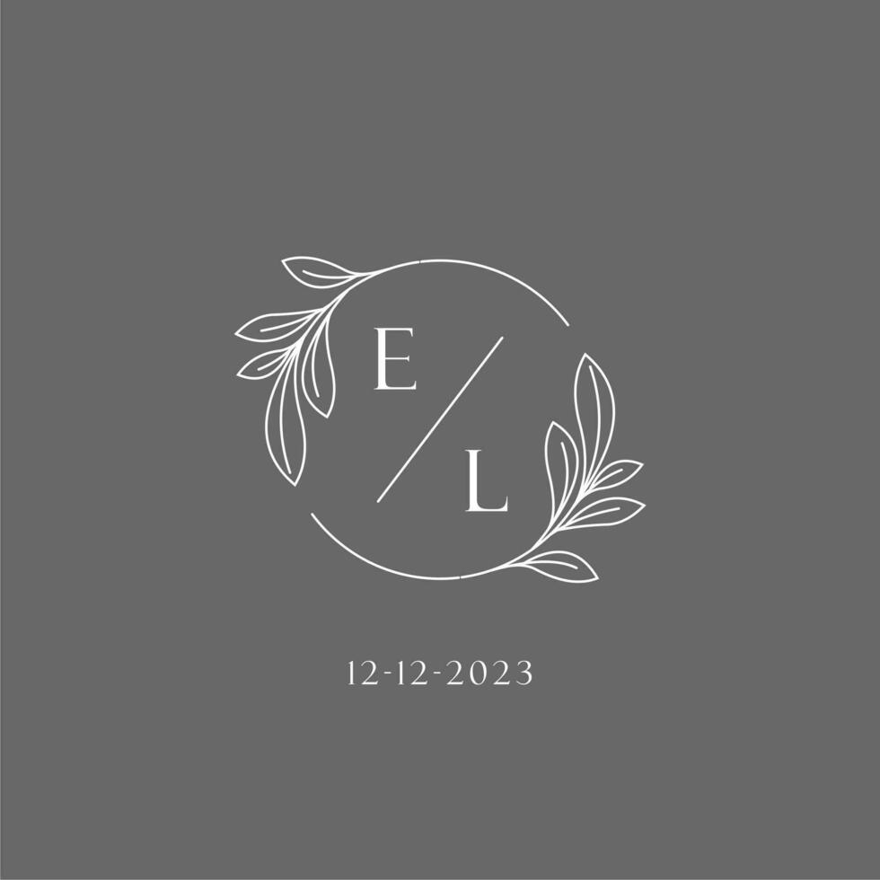 Letter EL wedding monogram logo design creative floral style initial name template vector