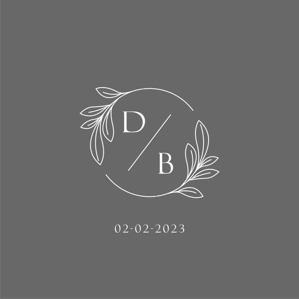 Letter DB wedding monogram logo design creative floral style initial name template vector