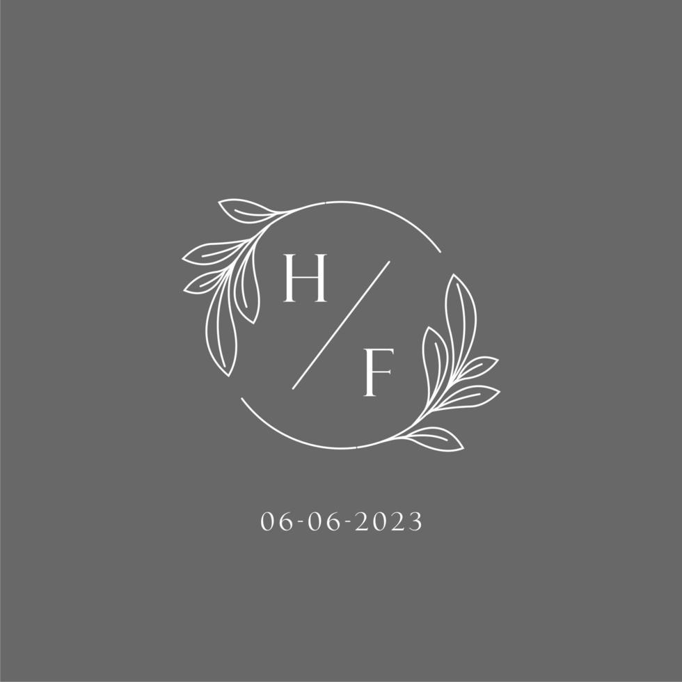 Letter HF wedding monogram logo design creative floral style initial name template vector