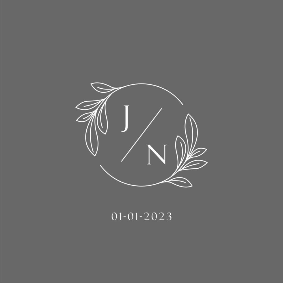 Letter JN wedding monogram logo design creative floral style initial name template vector