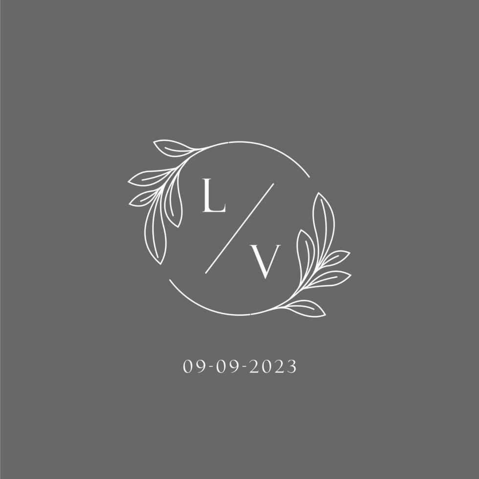 Letter LV wedding monogram logo design creative floral style initial name template vector