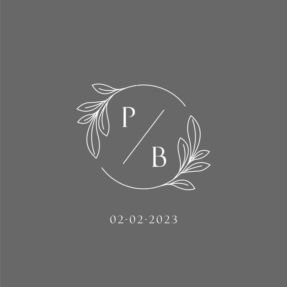 Letter PB wedding monogram logo design creative floral style initial name template vector