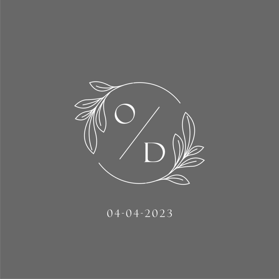 Letter OD wedding monogram logo design creative floral style initial name template vector