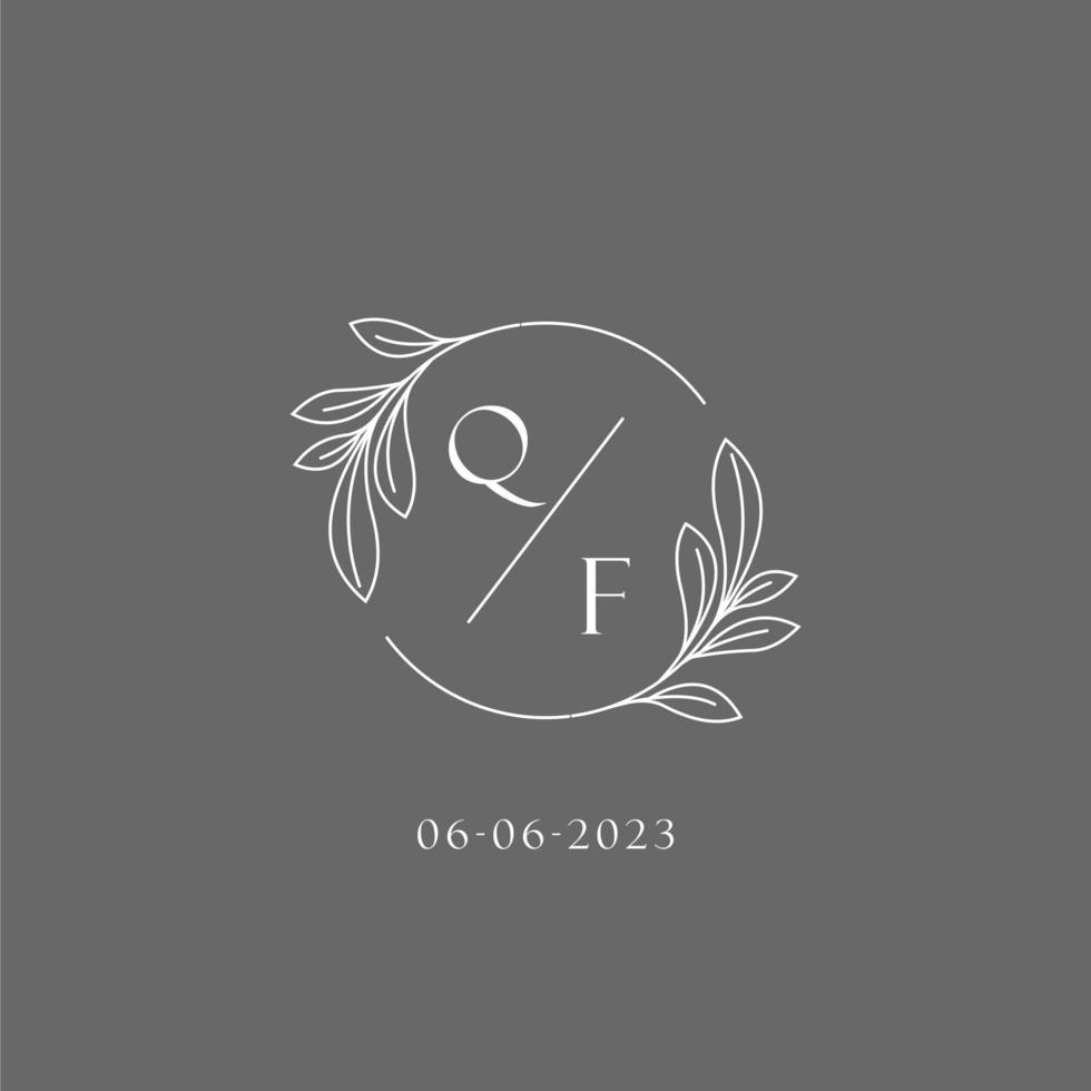 Letter QF wedding monogram logo design creative floral style initial name template vector