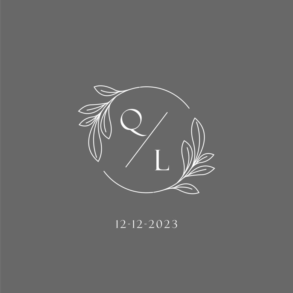 Letter QL wedding monogram logo design creative floral style initial name template vector