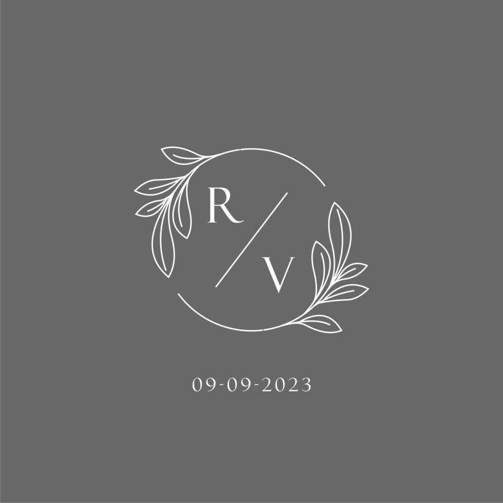 Letter RV wedding monogram logo design creative floral style initial name template vector