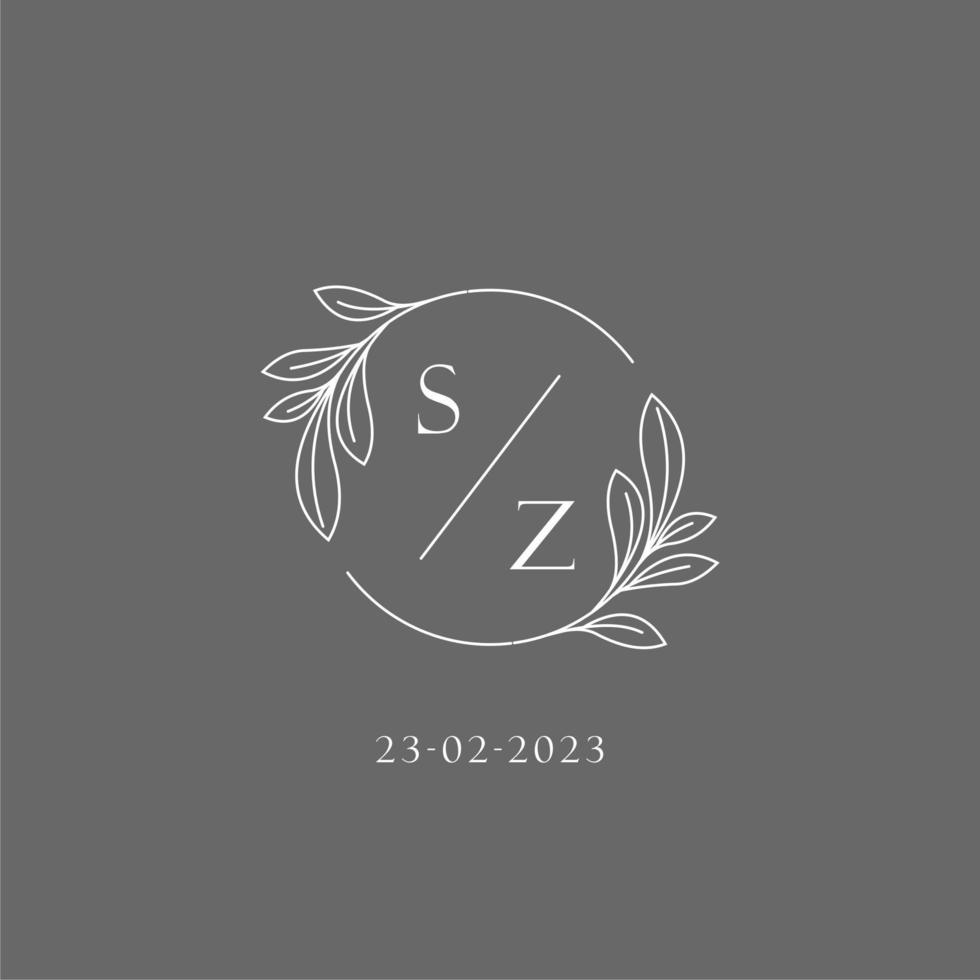 Letter SZ wedding monogram logo design creative floral style initial name template vector