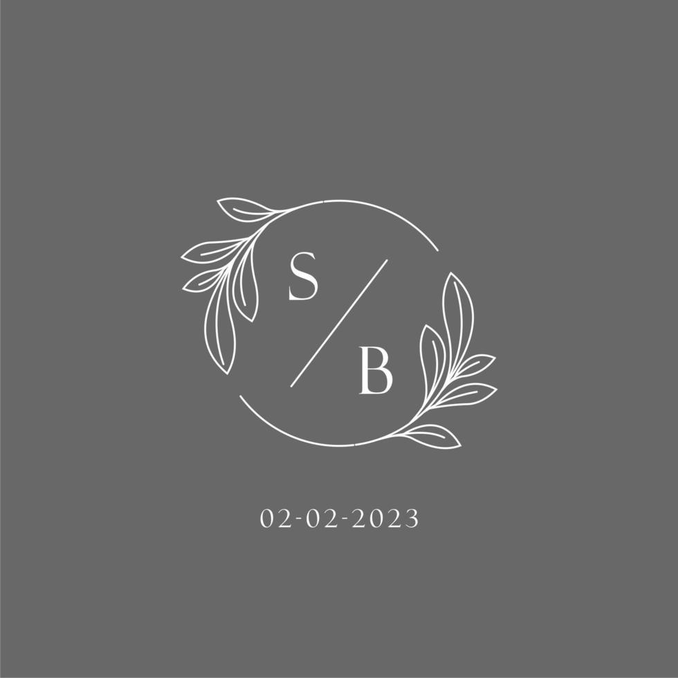 Letter SB wedding monogram logo design creative floral style initial name template vector