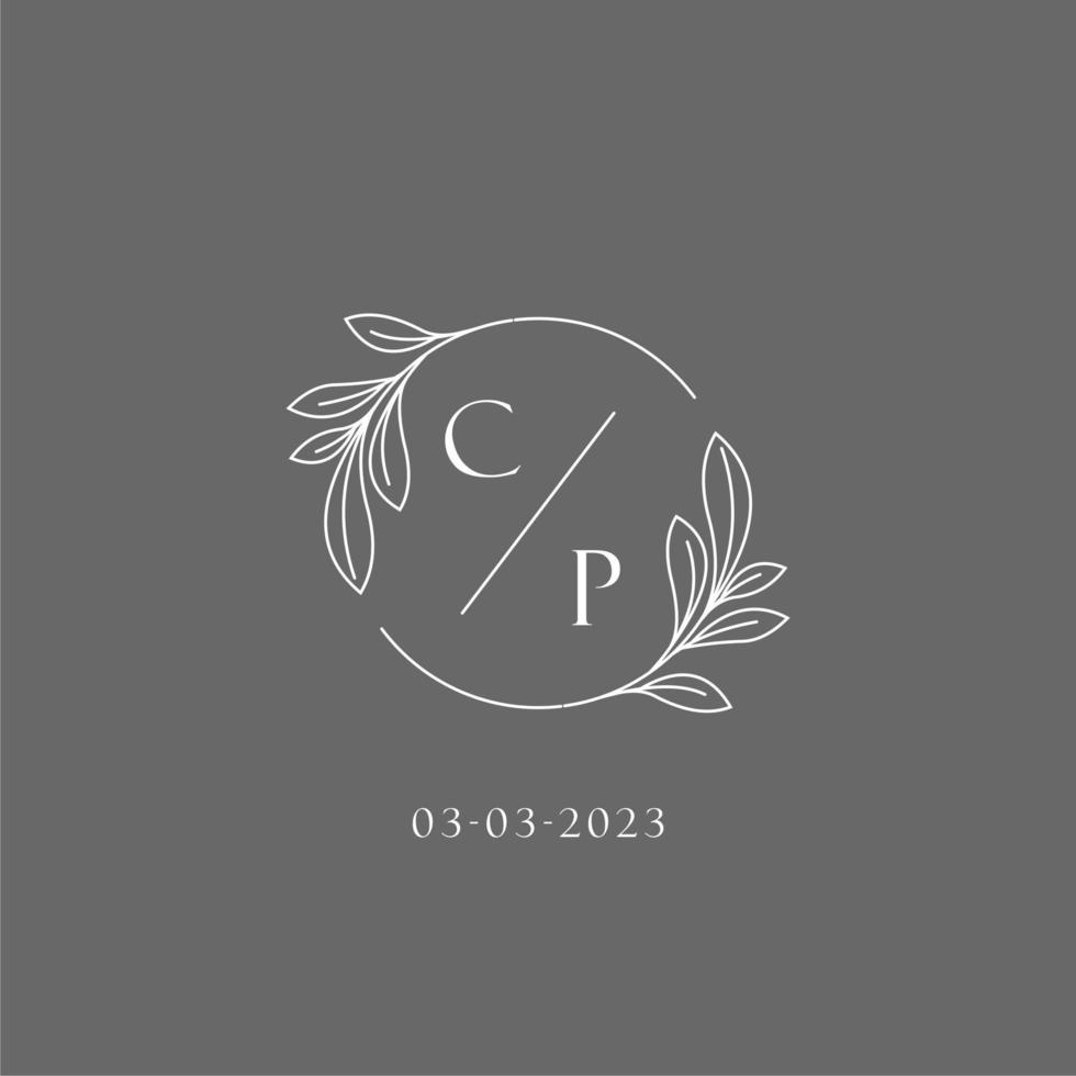 Letter CP wedding monogram logo design creative floral style initial name template vector