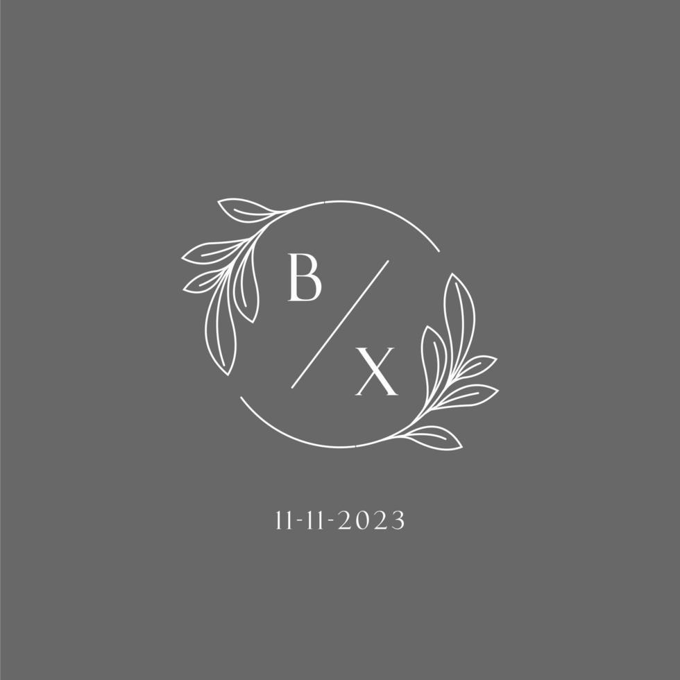 Letter BX wedding monogram logo design creative floral style initial name template vector