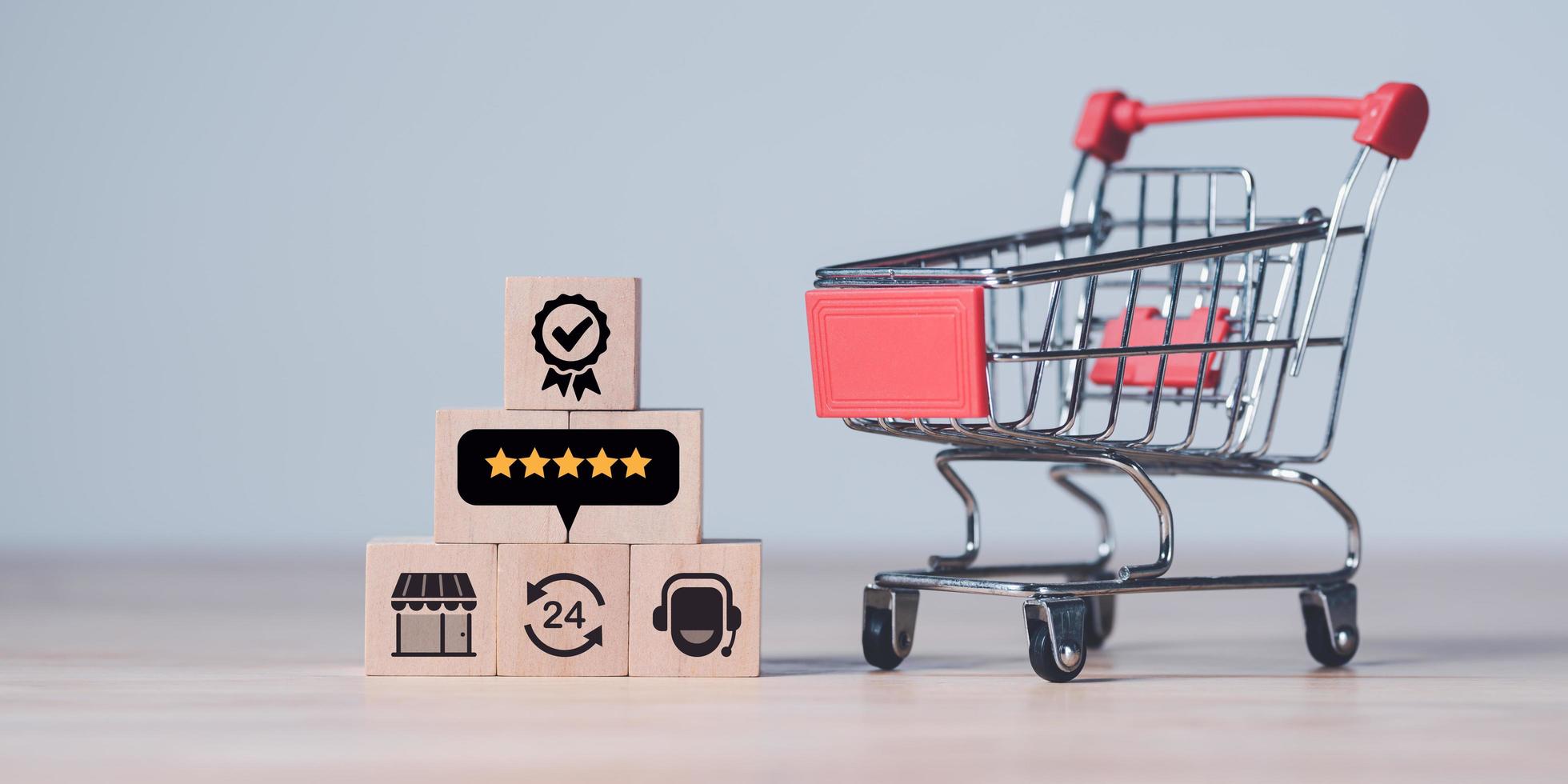 Quality Assurance Concept and guarantee online stores,evaluation from customers,evaluation business success ,Customer Experience Survey Concepts ,Services and Products and Customer Engagement photo