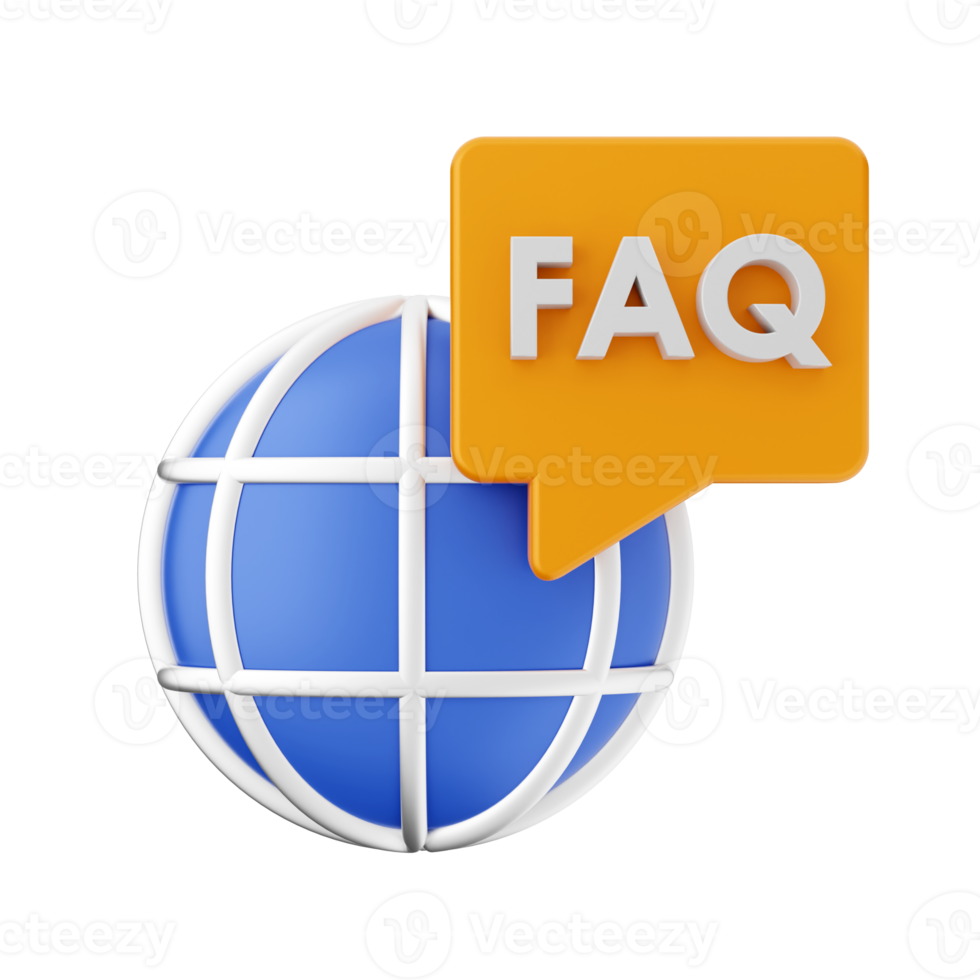 3d frequently asked questions icon illustration render png