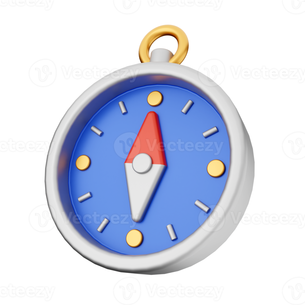 3d compass icon render illustration png