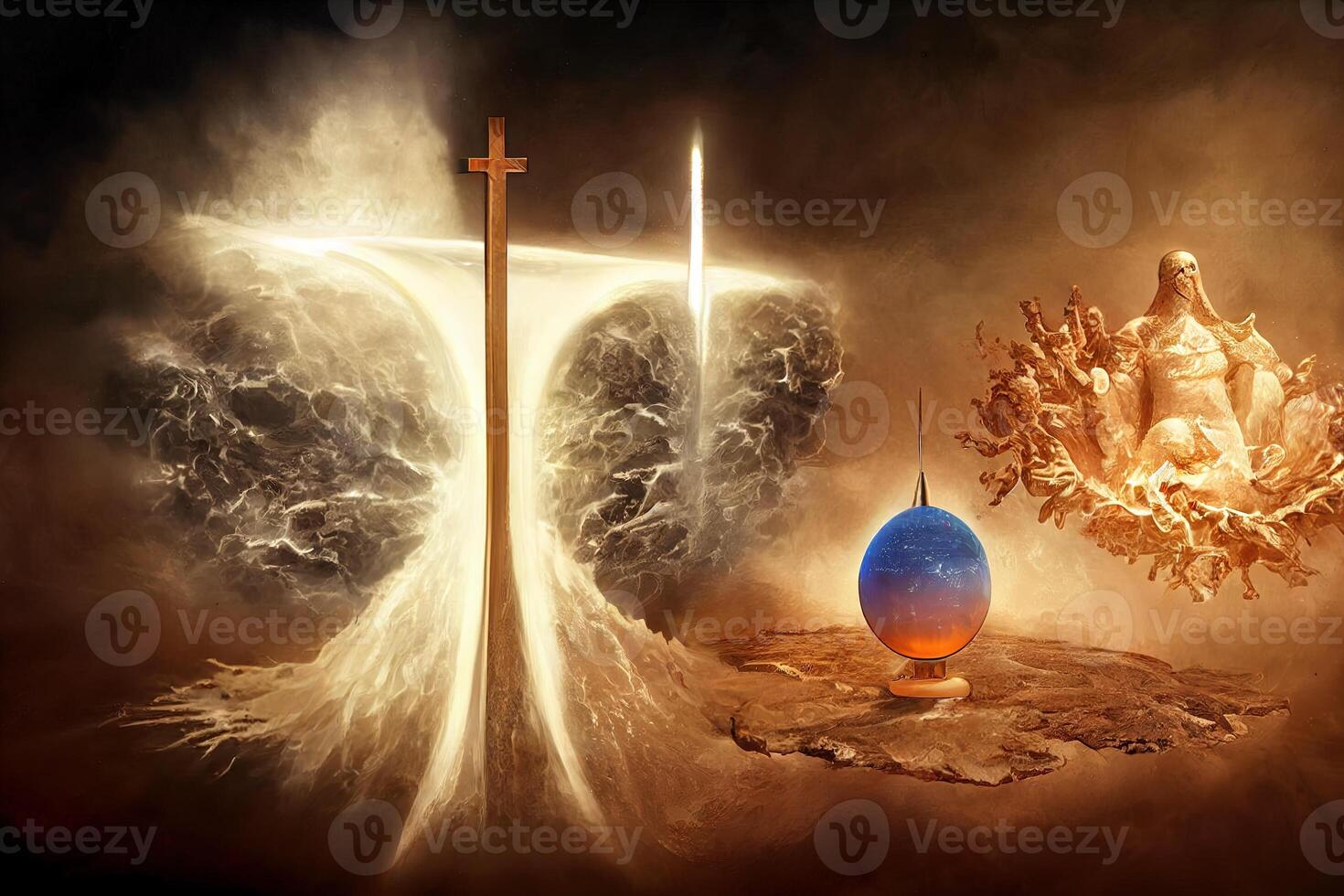 abstract illustration religion versus science photo