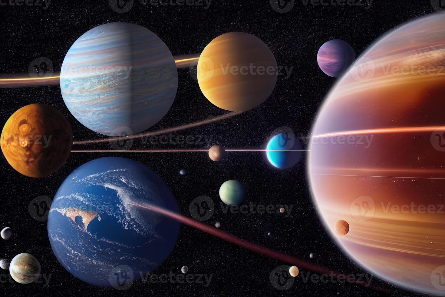 illustration abstract representation solar system with planets photo