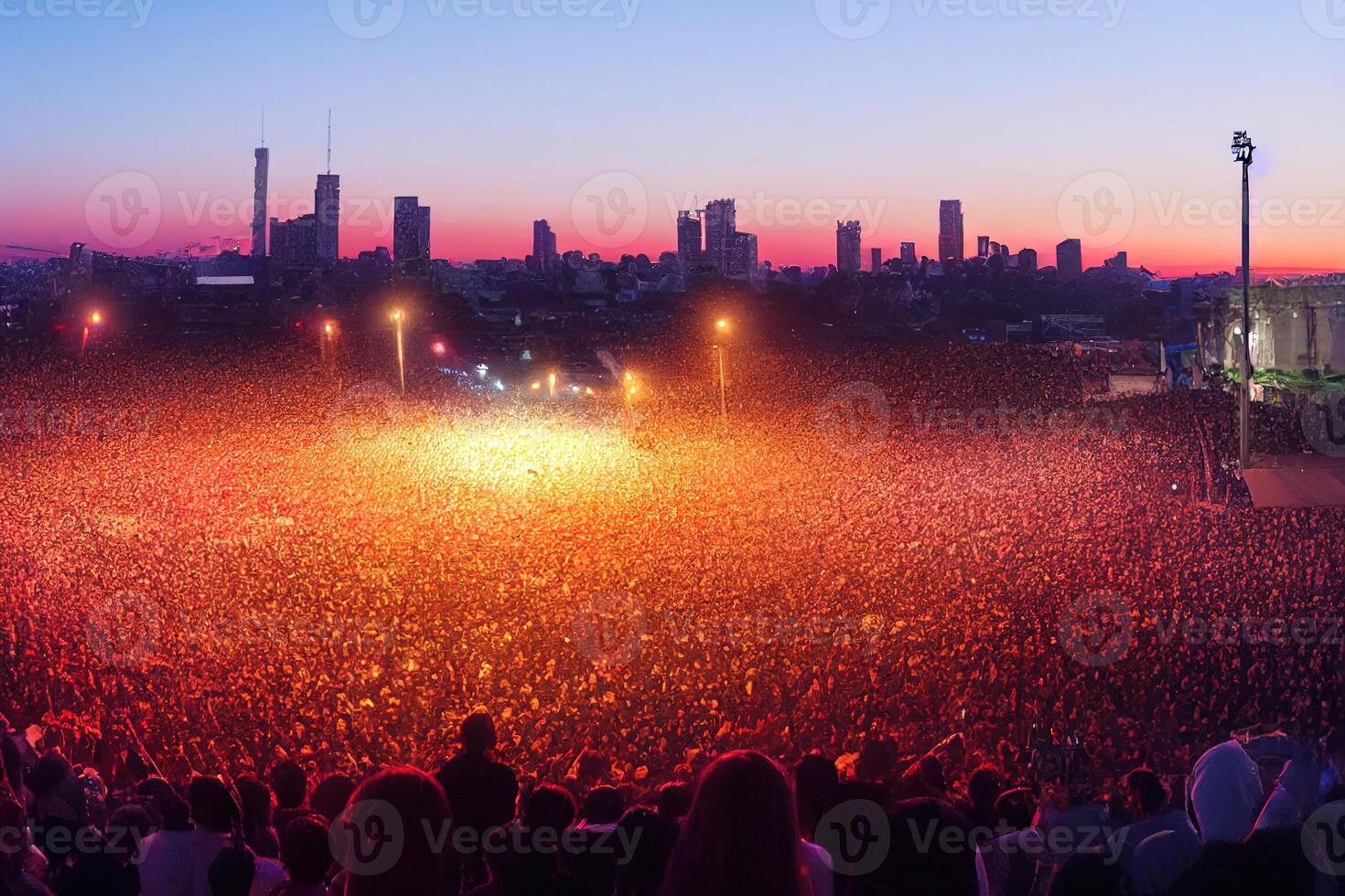 illustration of an open air concert with dancing people photo