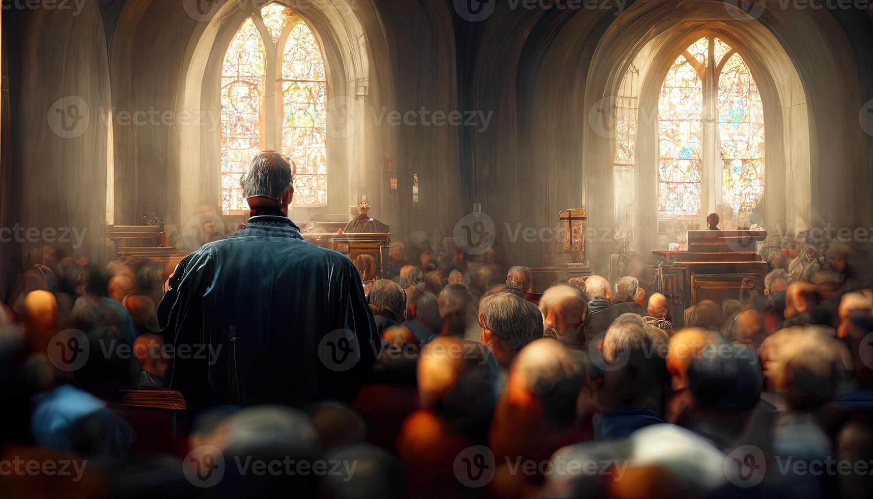 ilustración pastor en un Iglesia foto