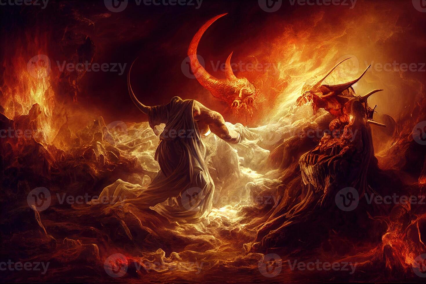 ilustración de demonios en el infierno foto