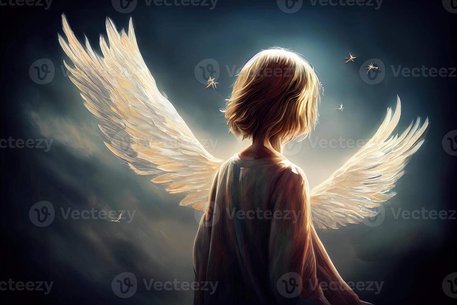 illustration of child as guardian angel photo