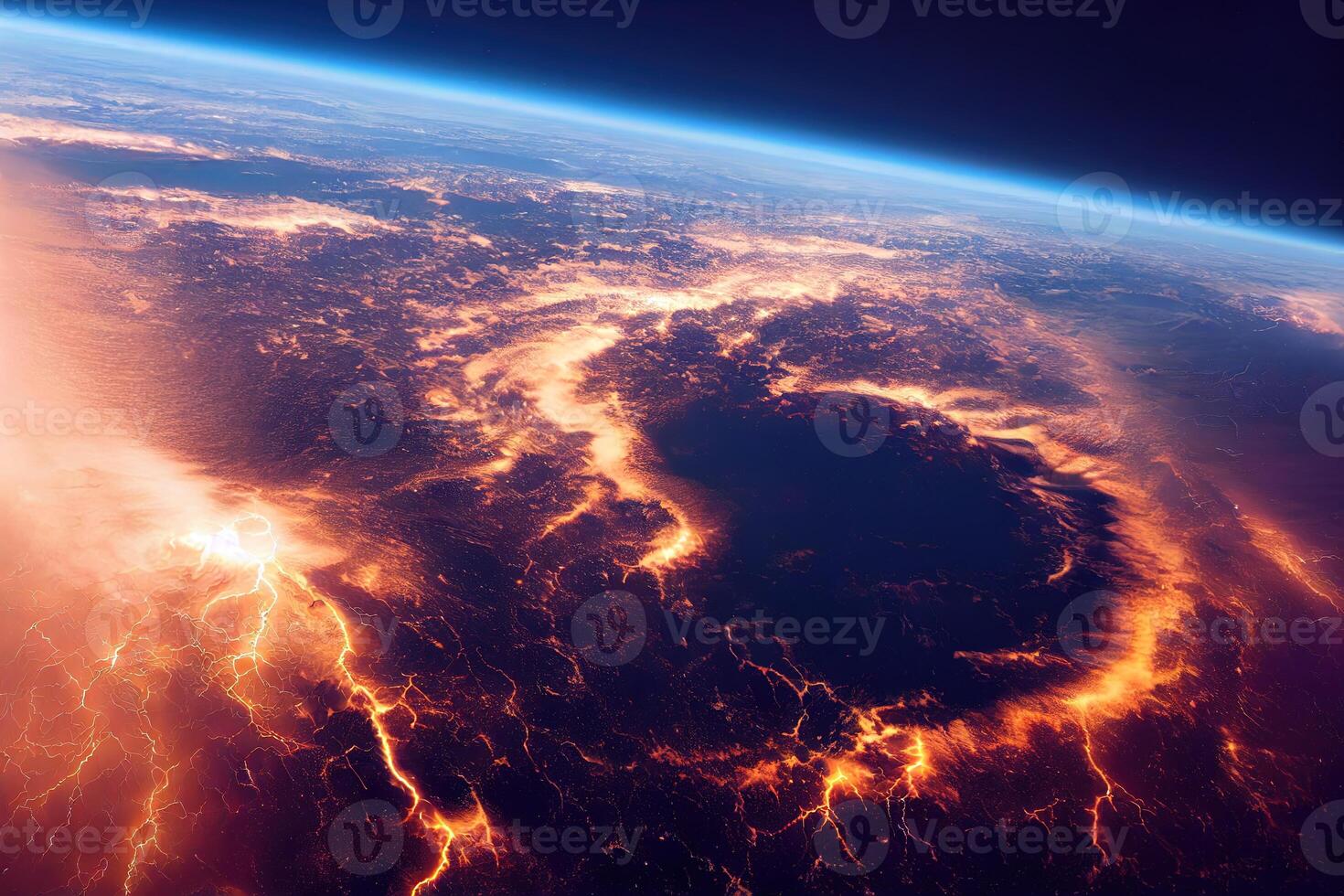 ilustración de un tormenta como visto desde espacio foto