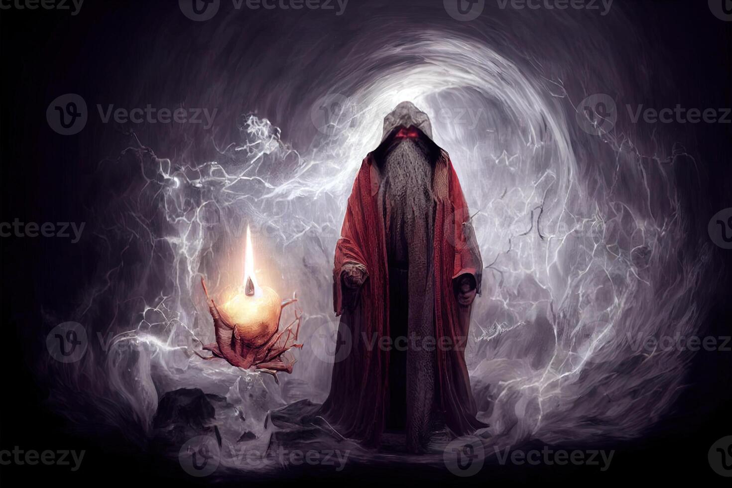 illustration of the furious wizard of evil spirits photo