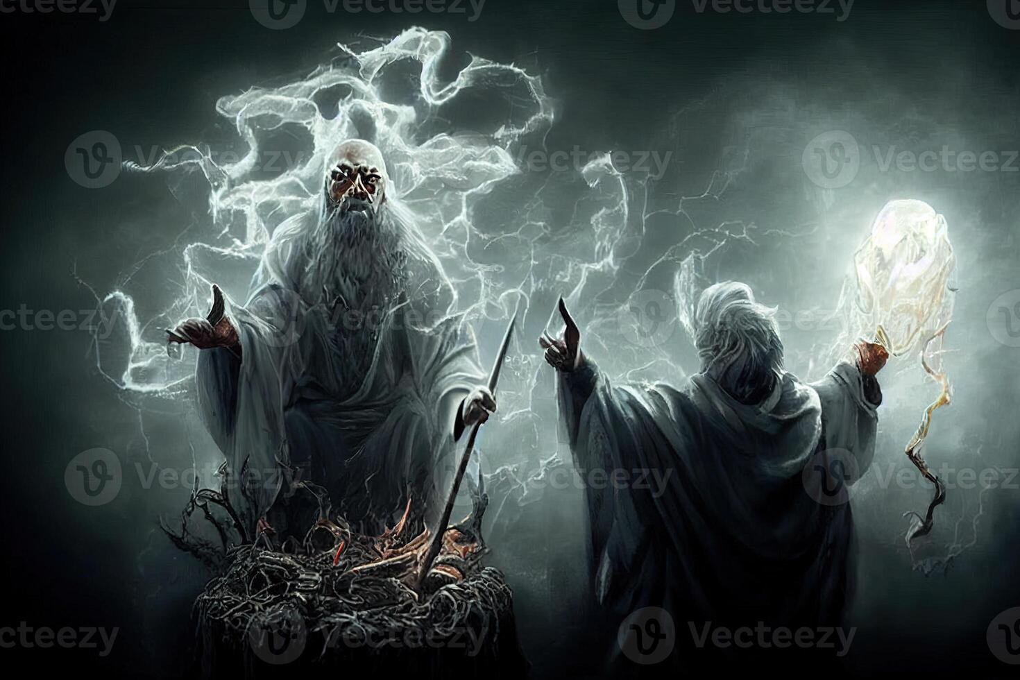 illustration of the furious wizard of evil spirits photo