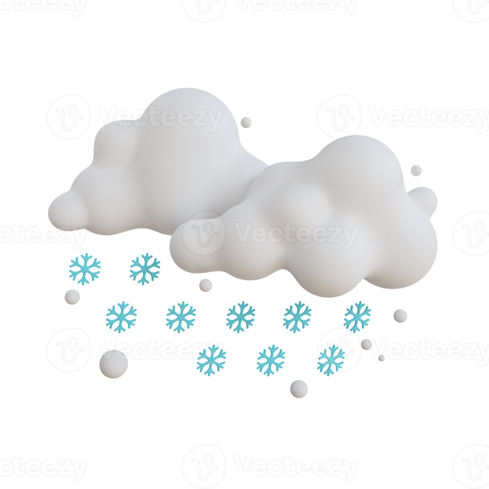 3d clima ícone do queda de neve.a branco nuvem com flocos de neve. clima ícone png