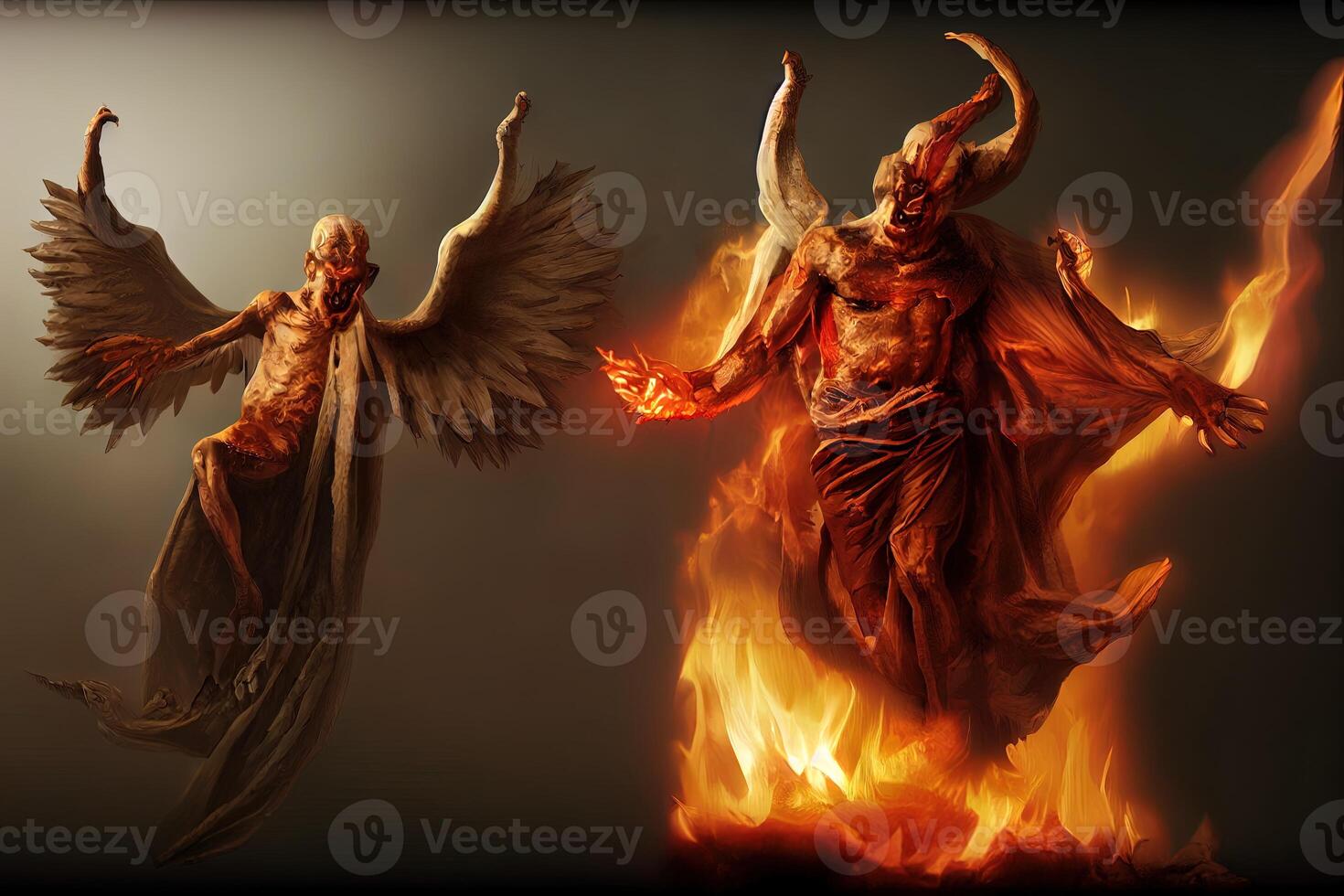 illustration of demons in the hell photo
