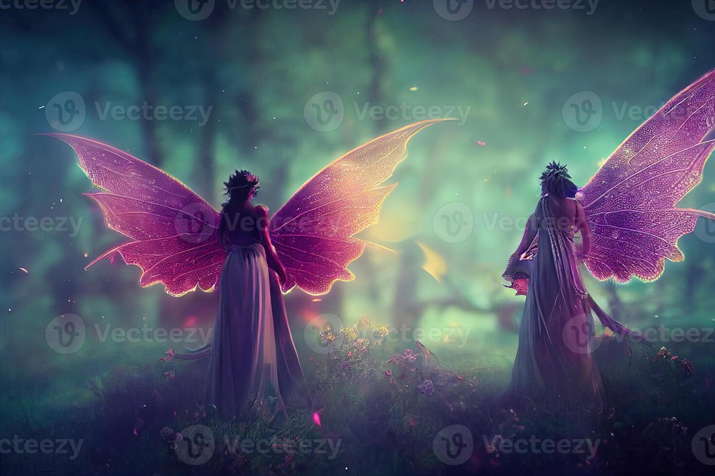 illustration of fairies with mythical wings photo