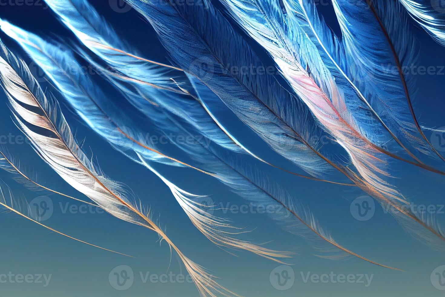 illustration of feathers float through the sky photo