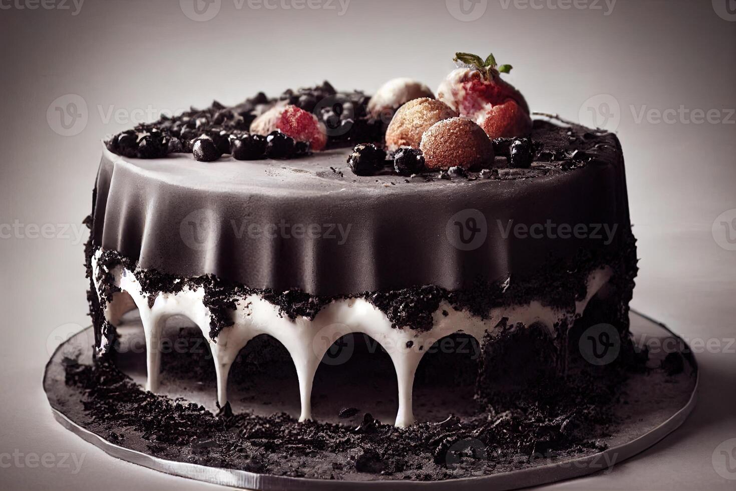 illustration of a black gothic dessert cake photo