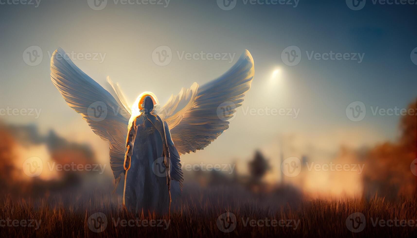 illustration of a guardian angel on earth photo
