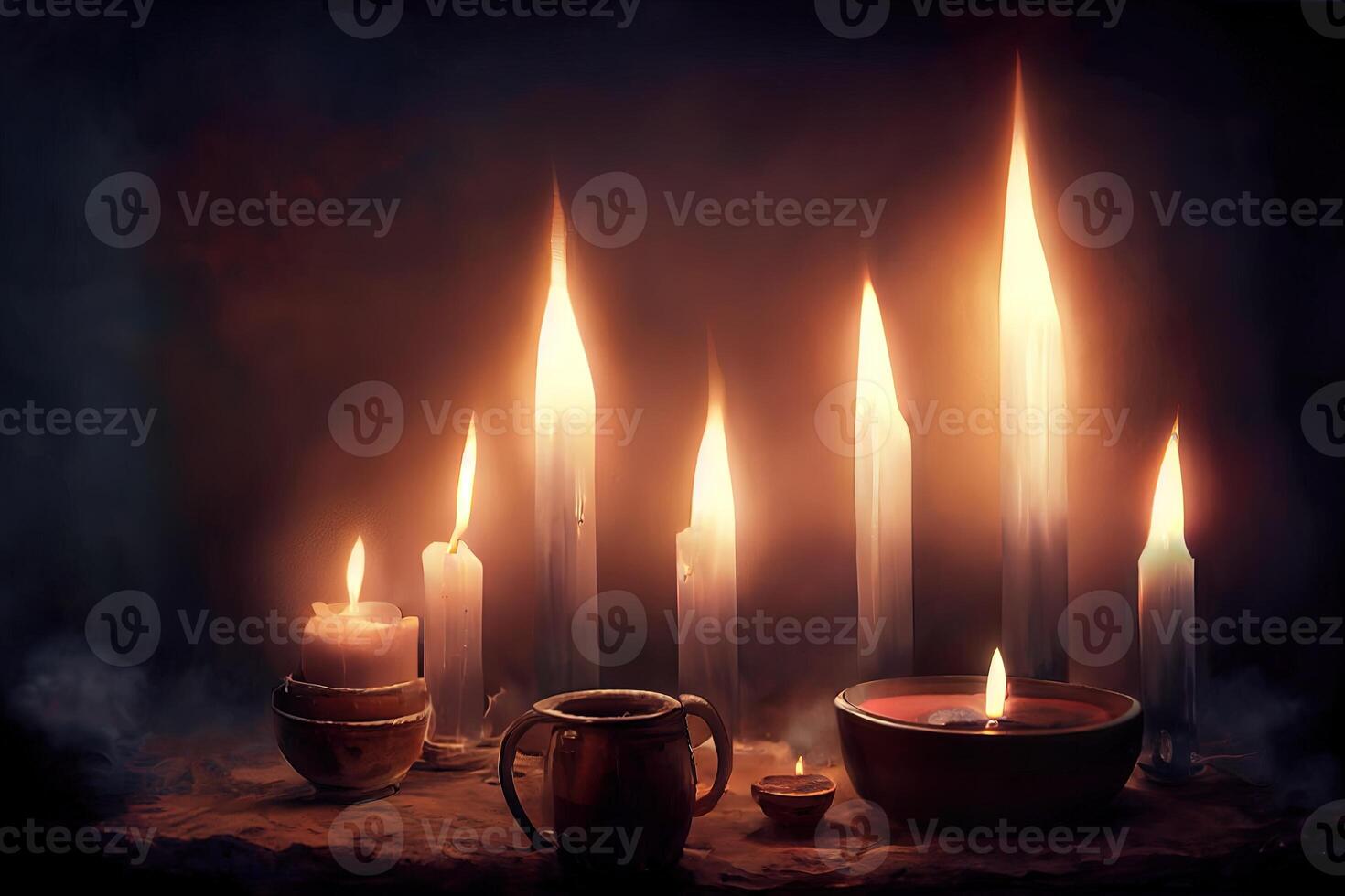 illustration of heating with candles photo