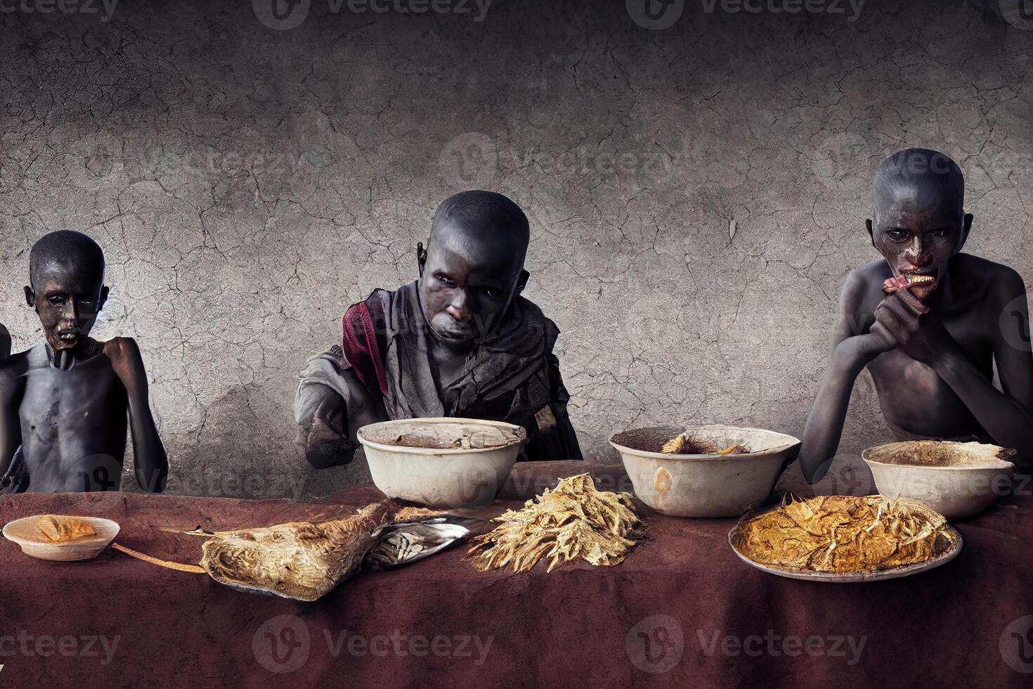 illustration of hunger in third world countries photo