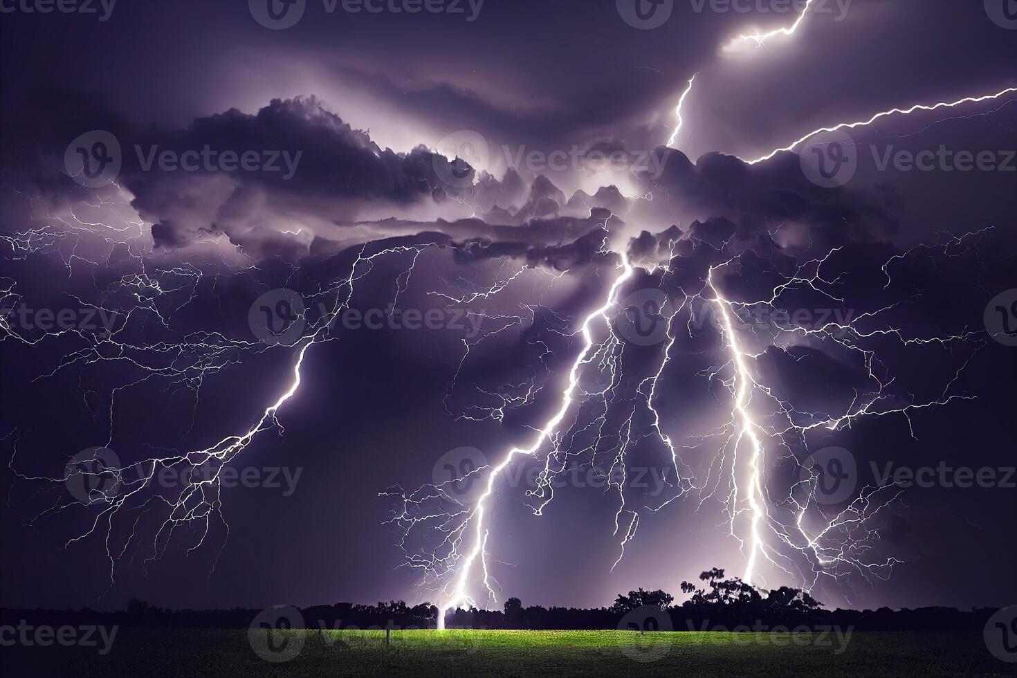 ilustración de un tormenta terminado un campo foto