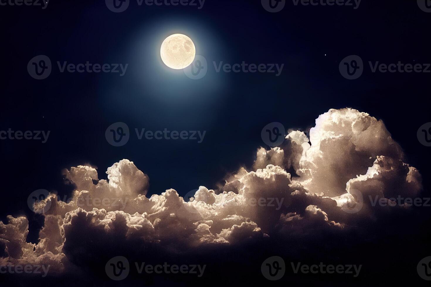 illustration of moon and clouds at night photo