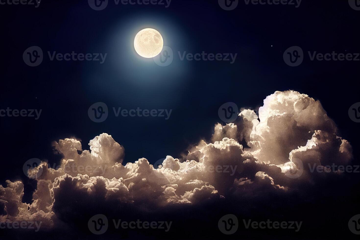 ilustración de Luna y nubes a noche foto