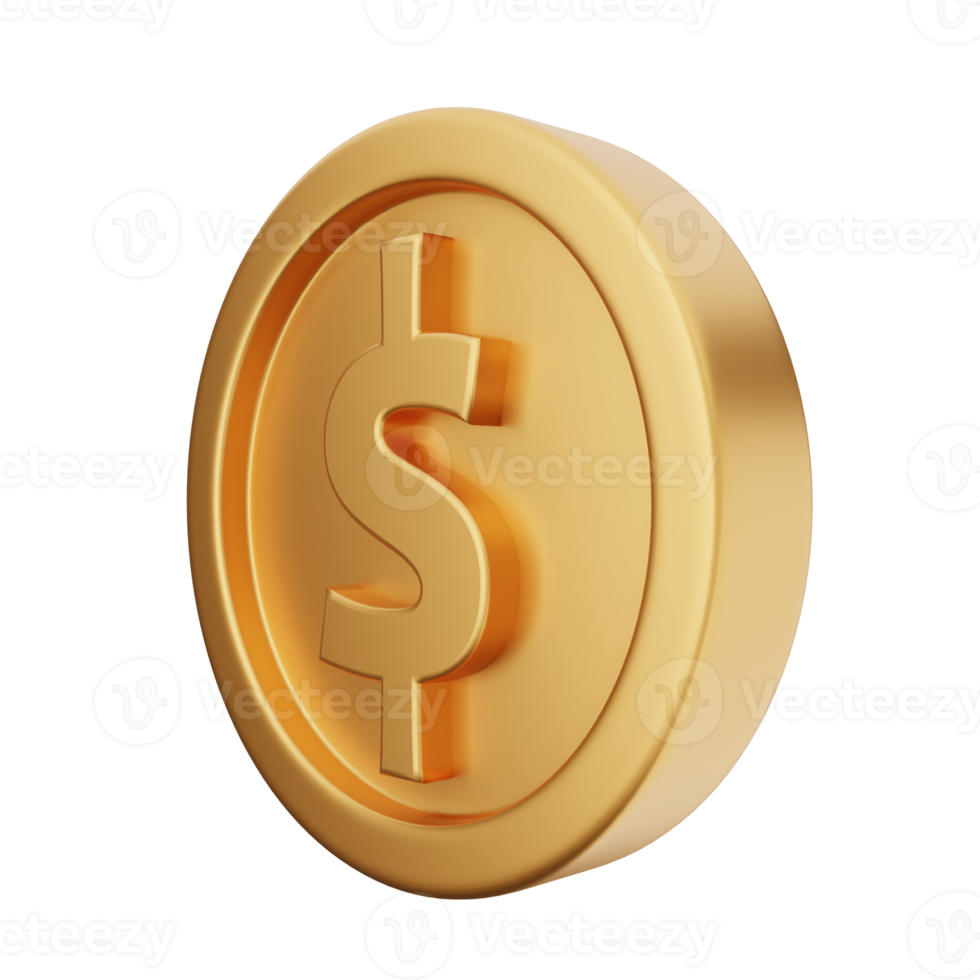 3d coin dollar gold png