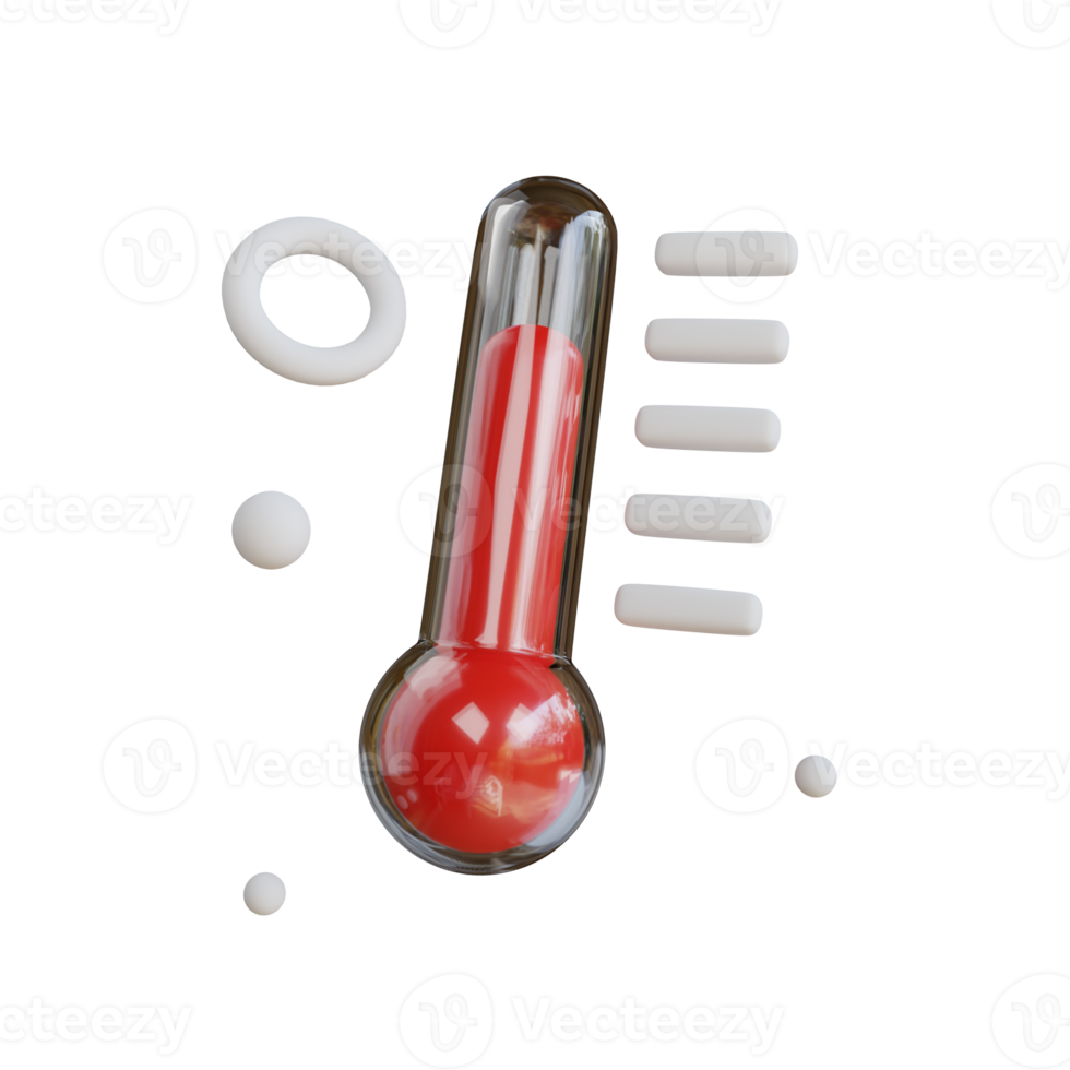 red thermometer. The concept of weather and increased temperature. 3d illustration png
