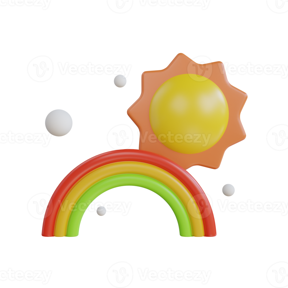 Sunny Rainbow 3d icon. Weather icon. 3d illustration png